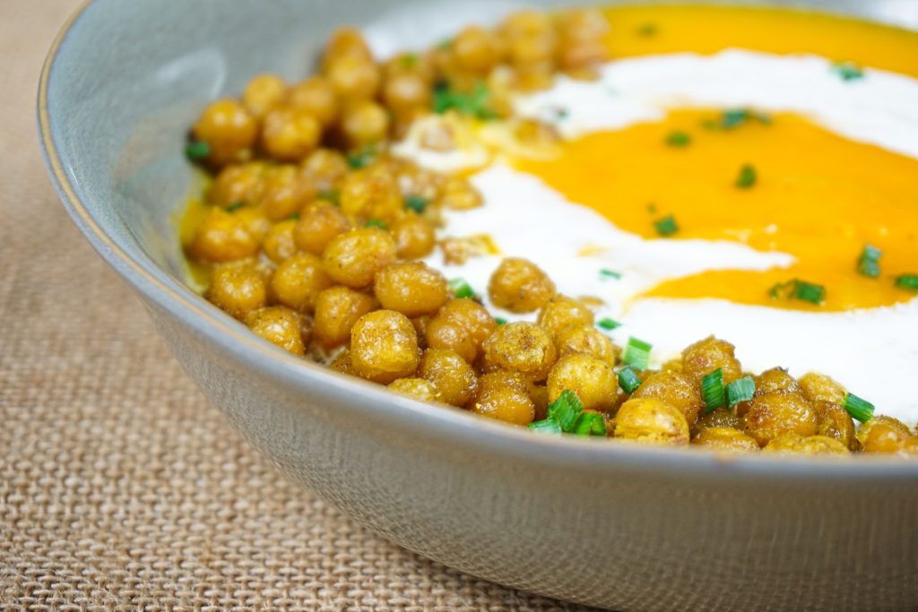 Toppings pour soupe Bla bla velouté de potiron aux pois chiches grillés