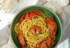 Spaghettis au crabe vert