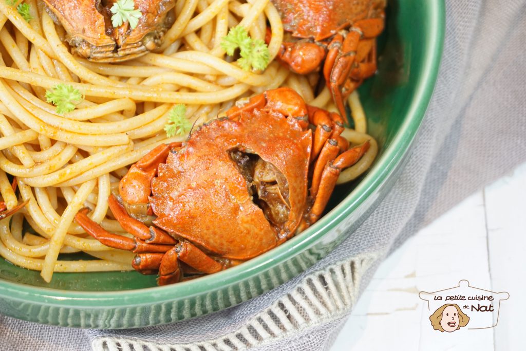 spaghettis au crabe vert