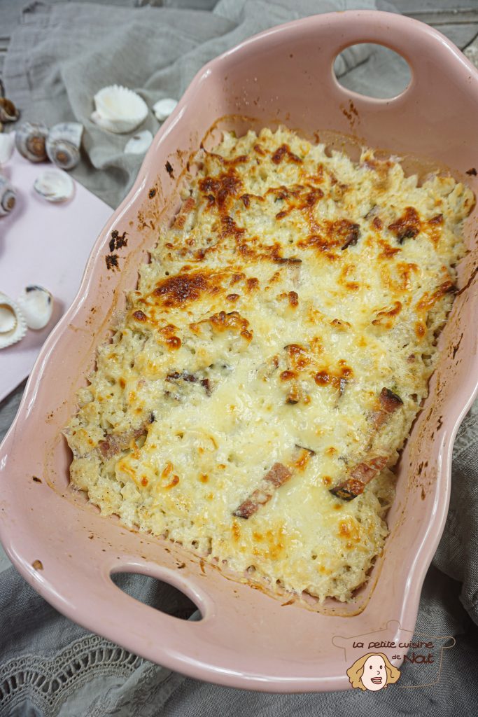 Gratin de chou-fleur au lard fumé ig bas Gratin de chou-fleur au lard fumé