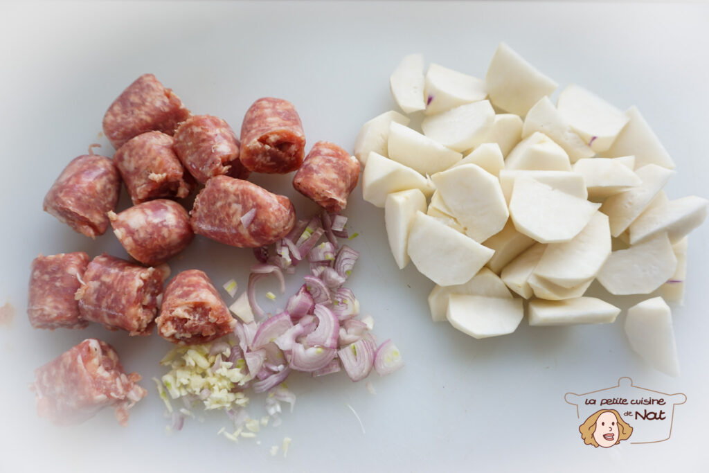 Poêlée de navets fondants aux saucisses de Toulouse recettes poêlée de navets fondants et saucisses de Toulouse